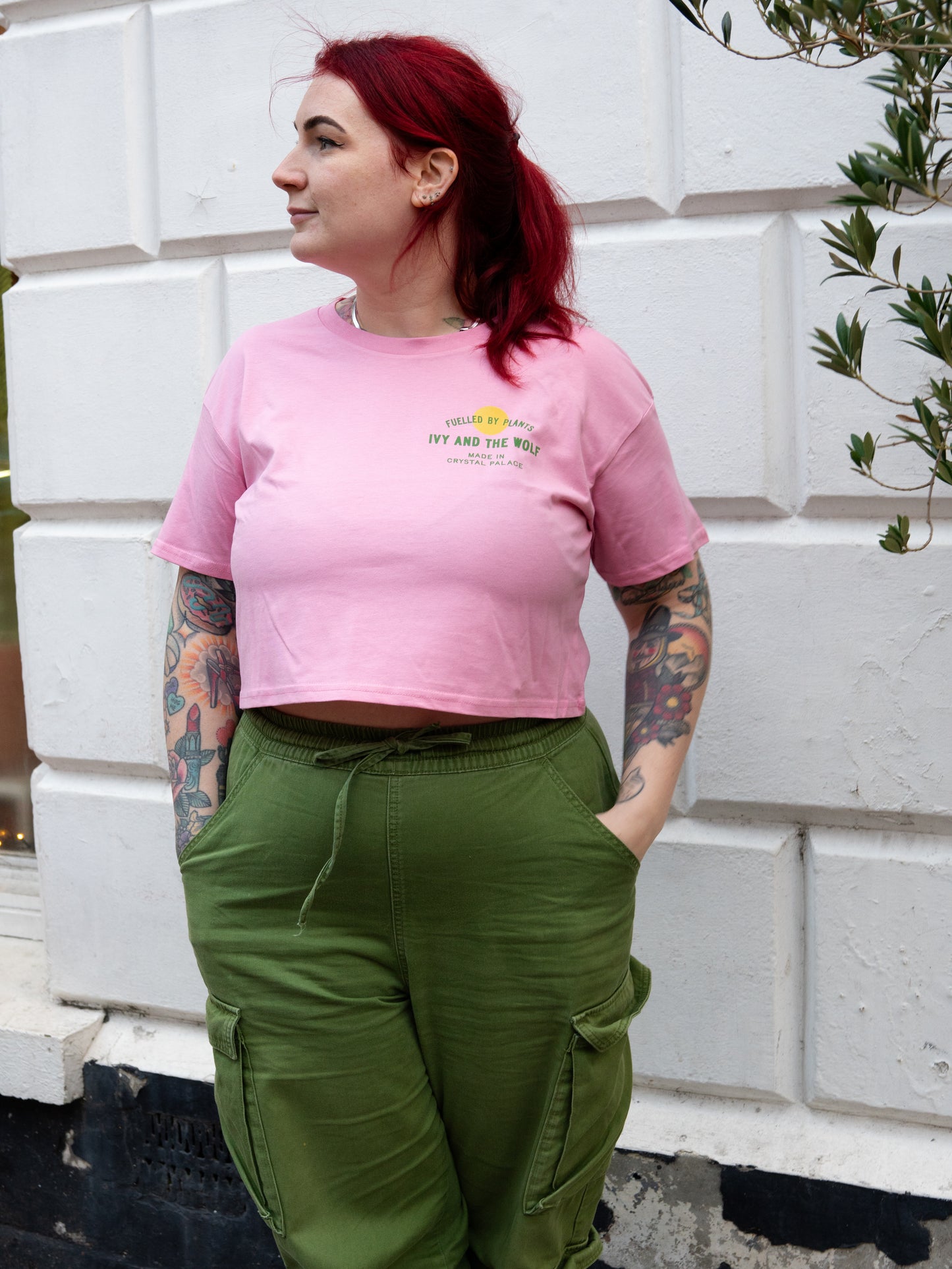 Pink "Fuelled by Plants" Crop-Top